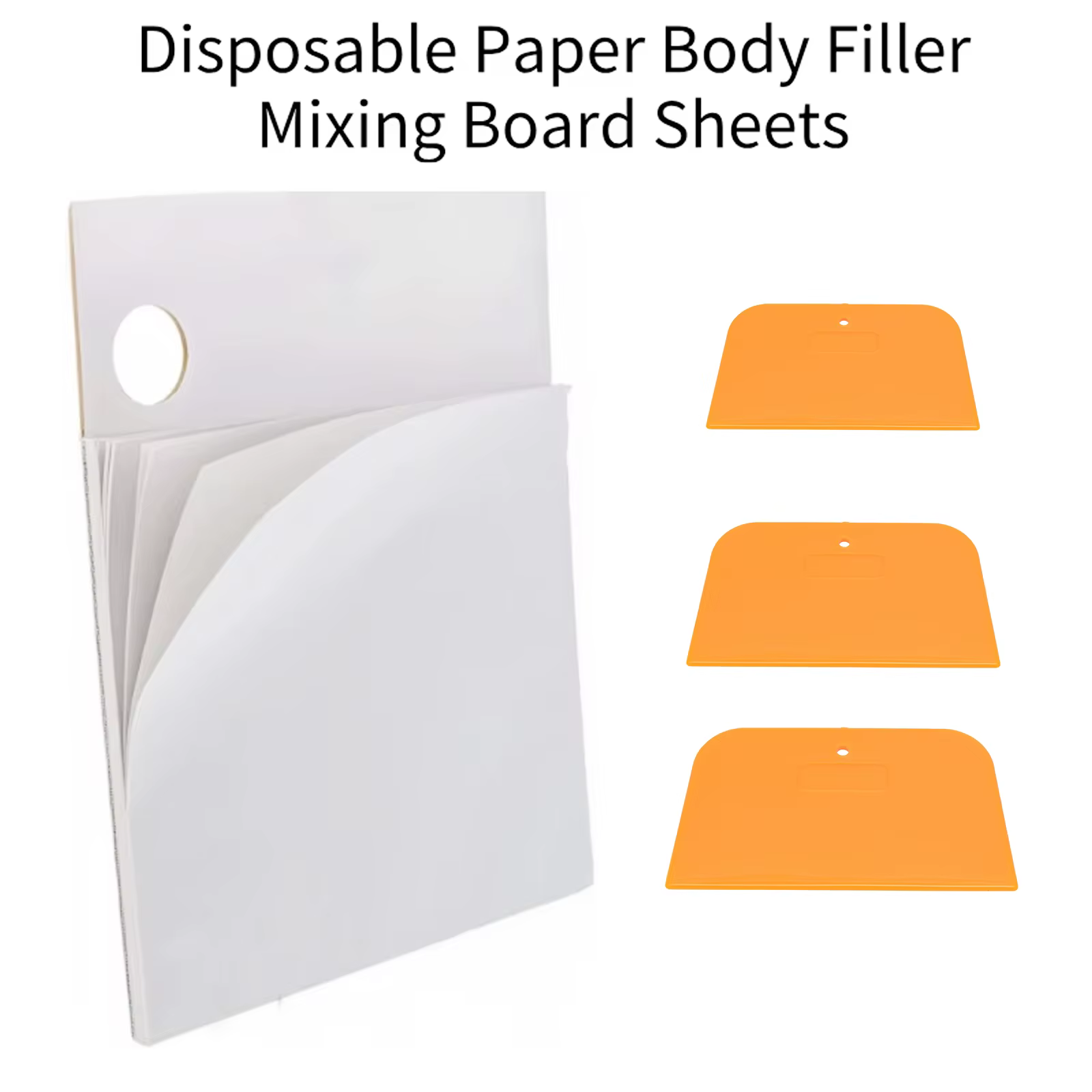 Spatules en plastique de 4/5/6 pouces avec papiers de ponçage mixtes pour l'application de mastic et de glaçage sur carrosserie automobile