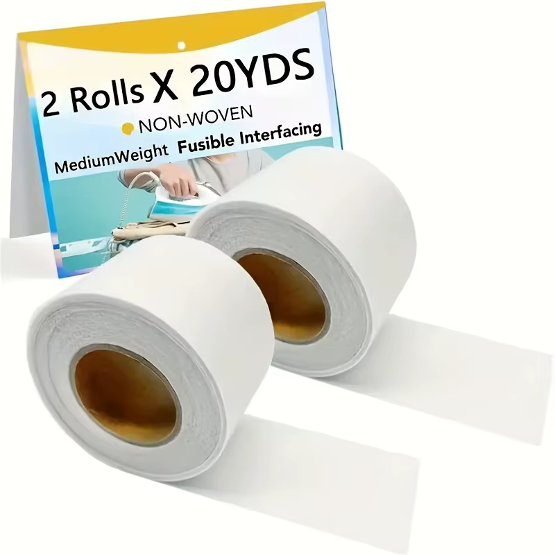 2 rouleaux de 40 yards de tissu non tissé thermocollant de poids moyen