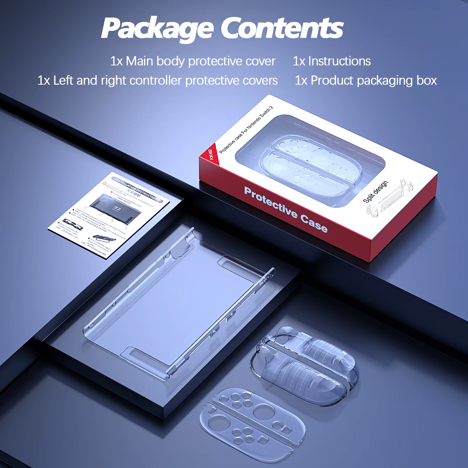 Convient pour Switch 2 2025 et étui de protection transparent, équipé d'un étui de protection pour interrupteur et une couvercle de poignée