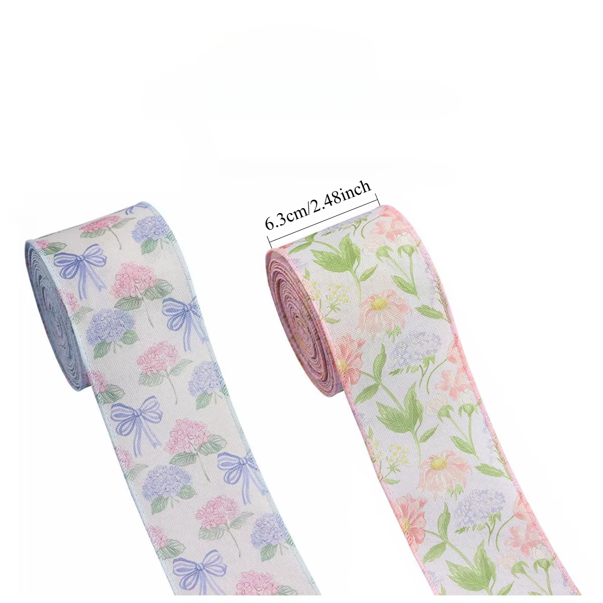 Ruban imprimé floral avec bords en fil