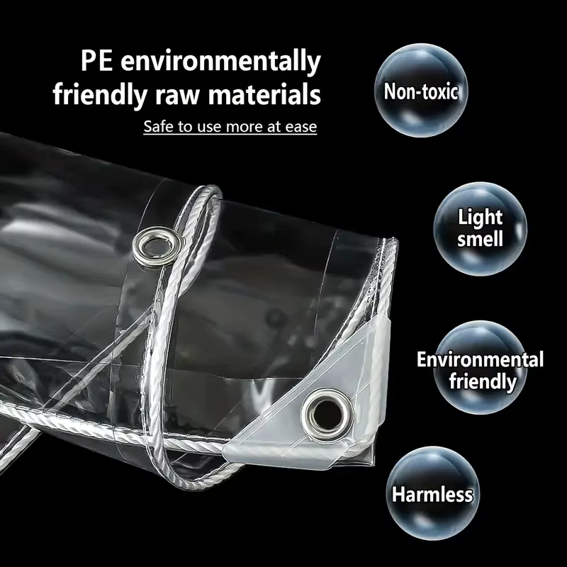 Bâche transparente imperméable en PVC avec œillets