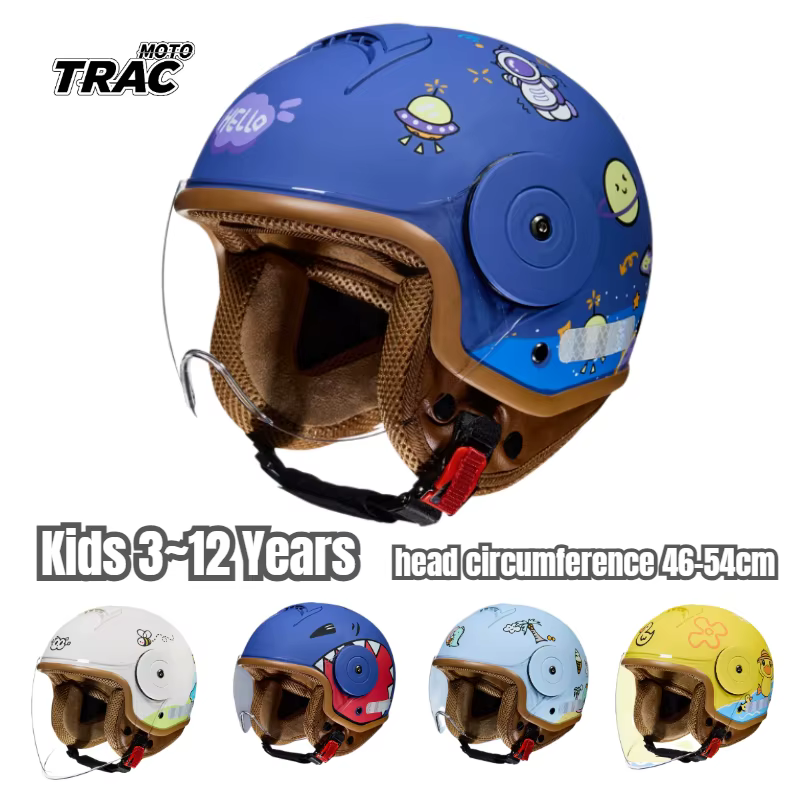 Casque enfant tendance, casque moto dessin animé, casque de protection confortable pour enfants de 3 à 12 ans