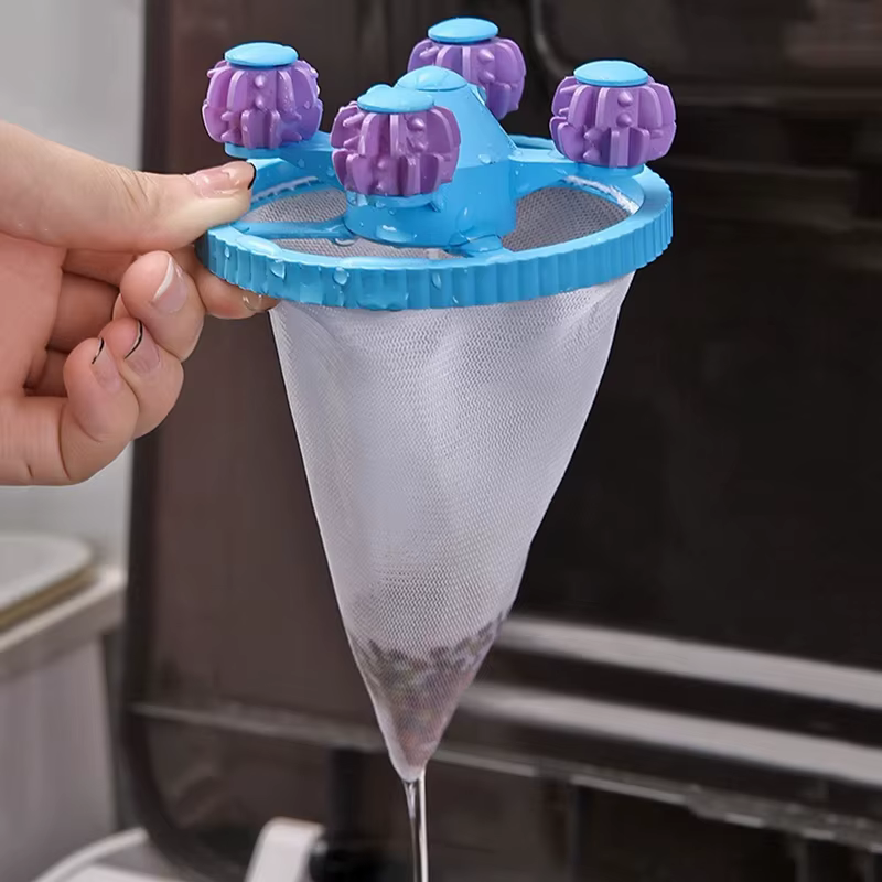 Sac filtrant pour Machine à laver, filet réutilisable, boule à linge flottante, attrape-peluches, poils d'animaux, élimine la collecte de saleté, rouleau dépoussiérage