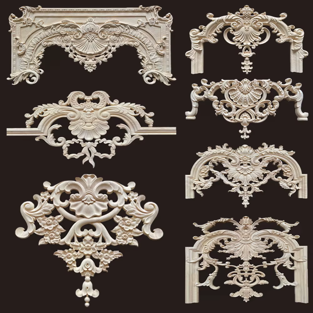 Applique longue sculptée en bois