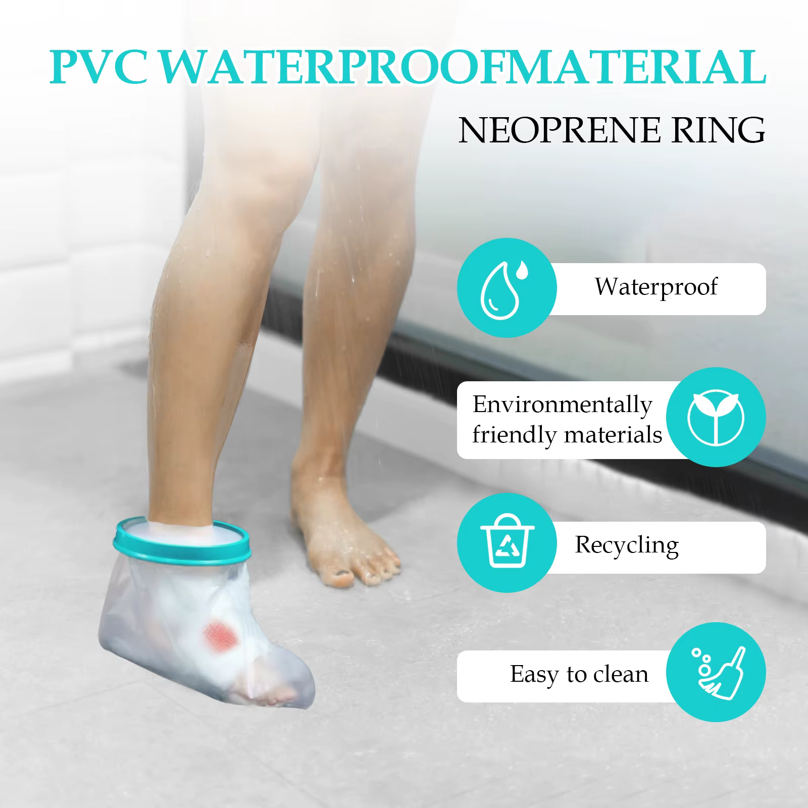 Couvre-pieds moulés pour douche, bandage de douche étanche et protecteur moulé pour douche et bain, protection étanche pour enfants