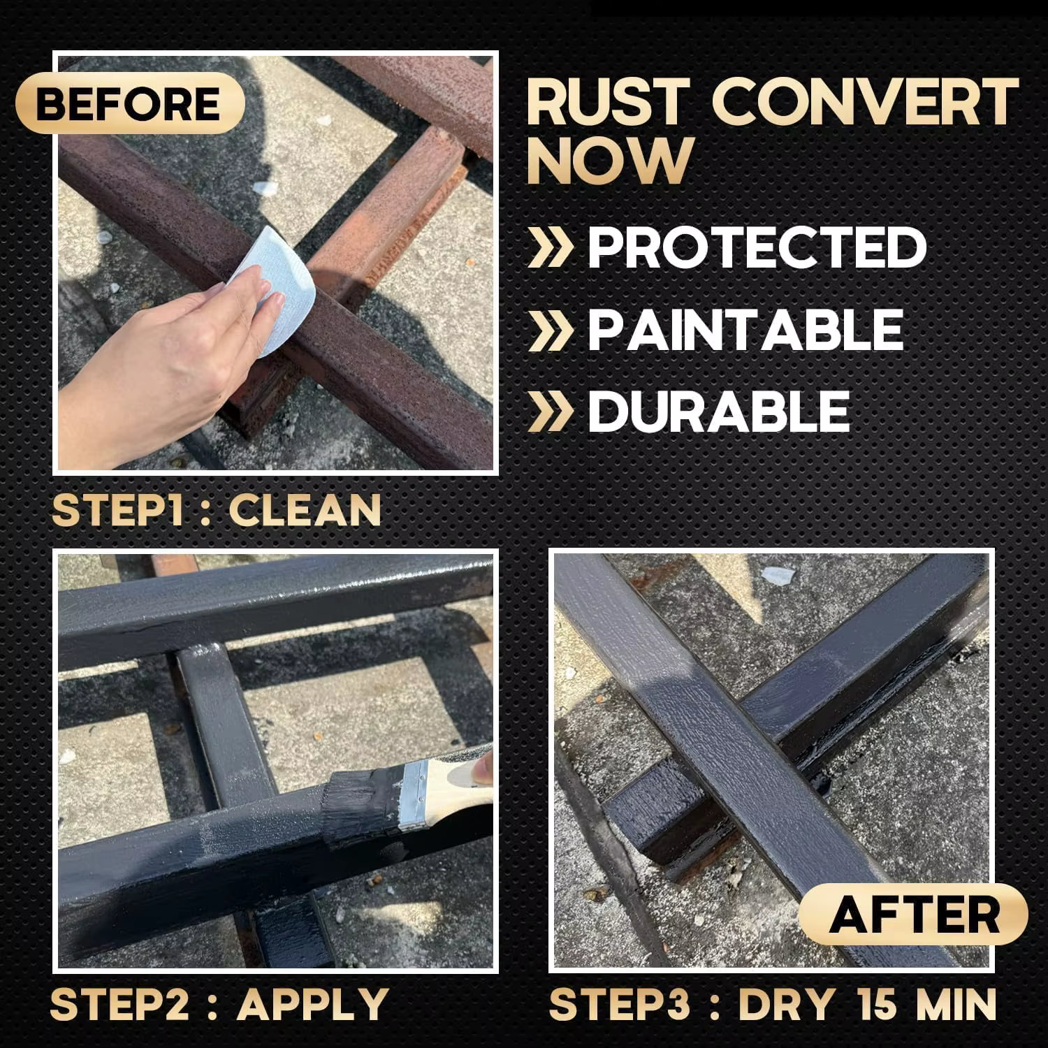 Peinture 2-en-1 convertisseur de rouille et apprêt métallique