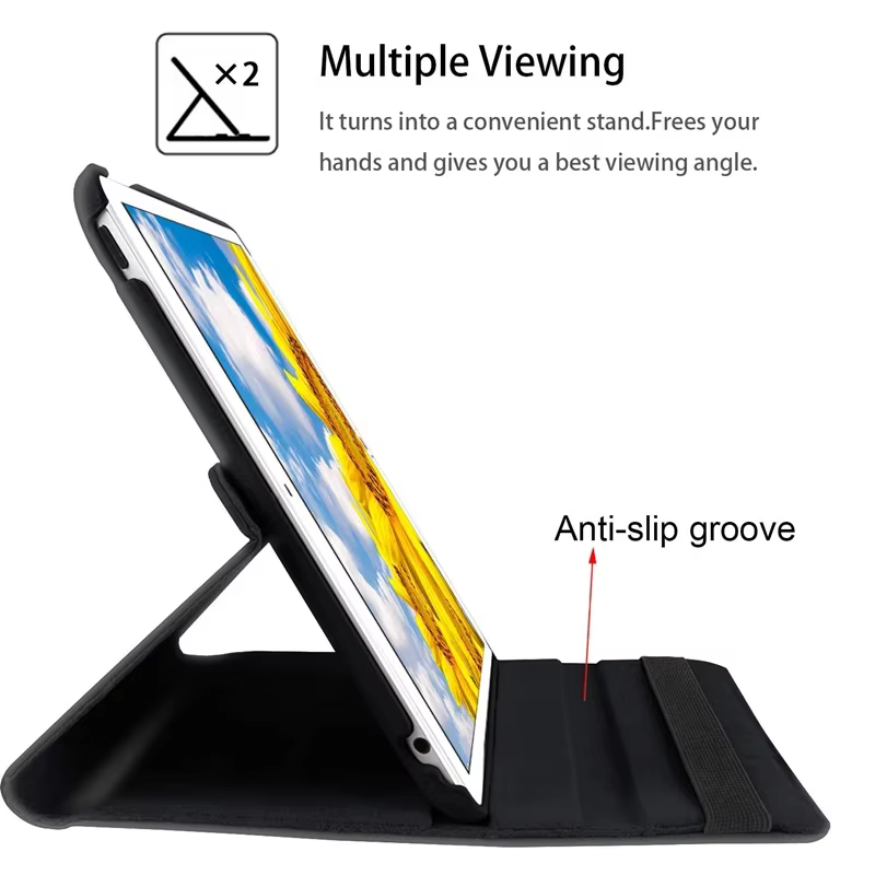Pour iPad Pro 12.9 2018 2020 2021 2022 2015/2017 Étui en cuir intelligent 360 ° Coque de protection pour fonction rotation et réveil du sommeil