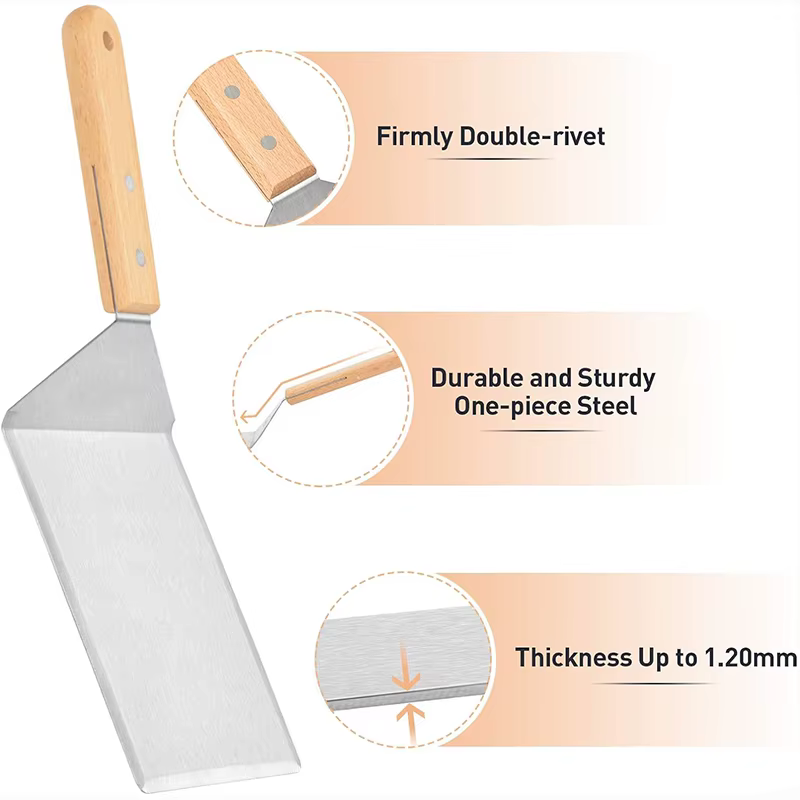 Spatule en acier inoxydable avec manche en bois