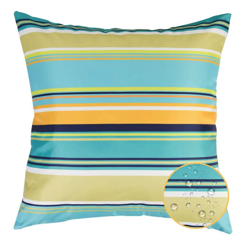 Lot de 2 housses de coussin d'extérieur imperméables, protection solaire estivale, motifs rayés frais, pour jardin, anti-salissures