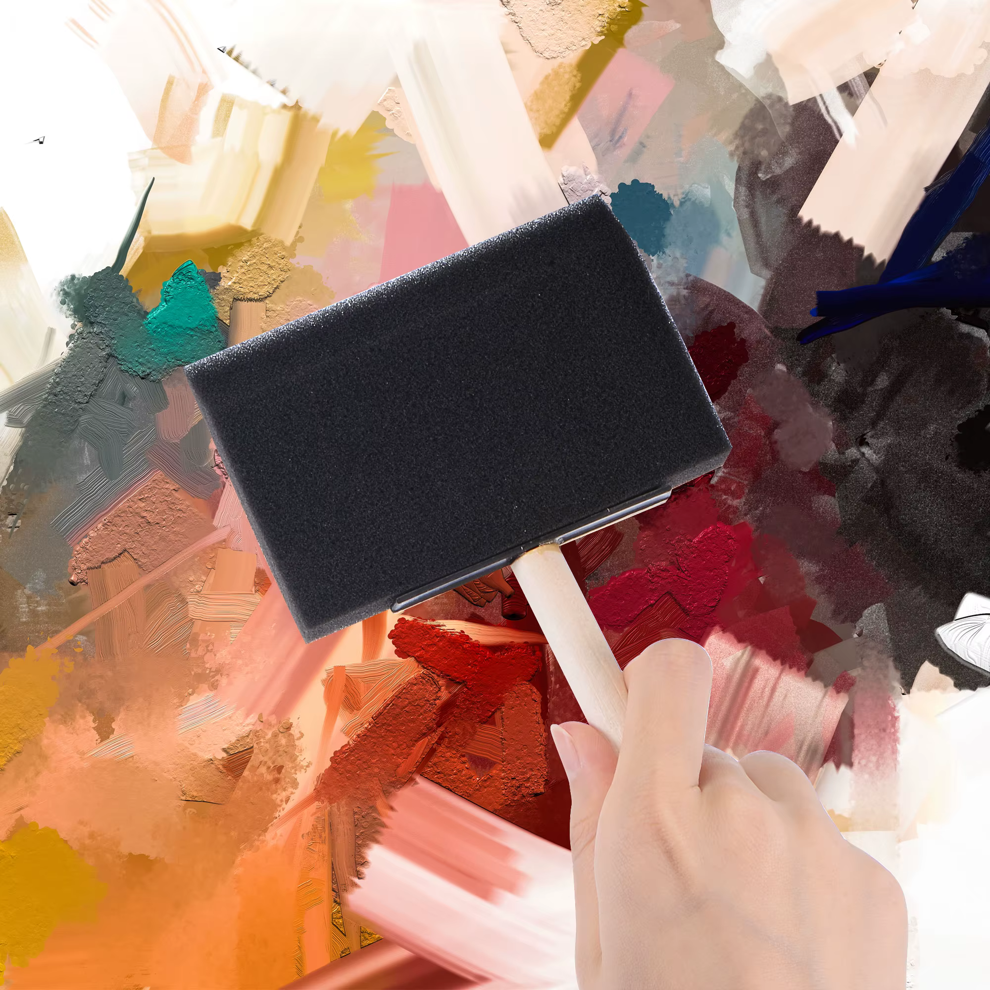 Uxcell – pinceaux à peinture en mousse, 4 pouces, avec bord biseauté, manche en bois, brosse éponge pour peinture, coloration, application d'adhésifs, 24 pièces