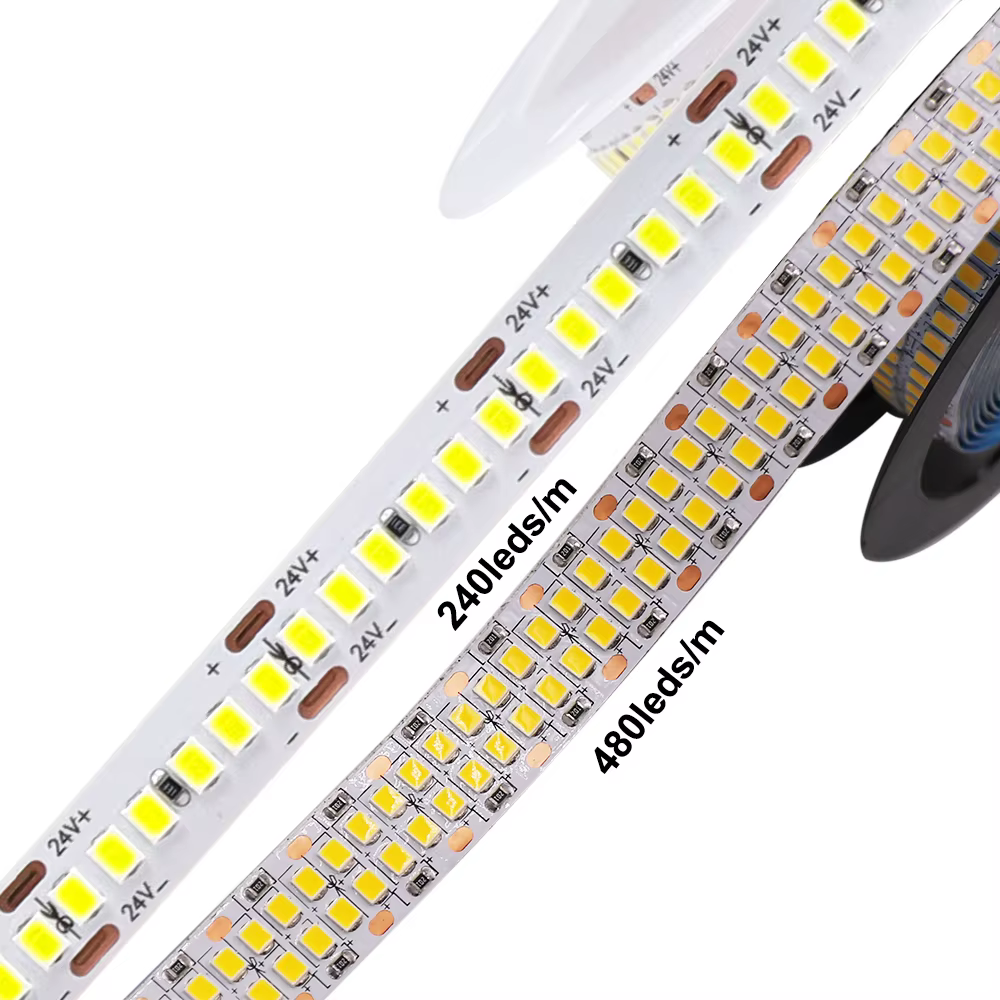 Bande lumineuse LED Flexible, 5M 10M, 12V 24V 2835SMD, 240 480 LED/m, chaud/naturel/blanc, rouge, vert, bleu, pour la décoration de la maison