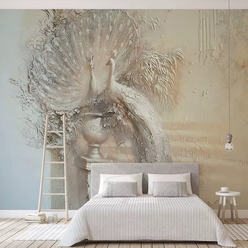 Peintures murales photo paon 3D