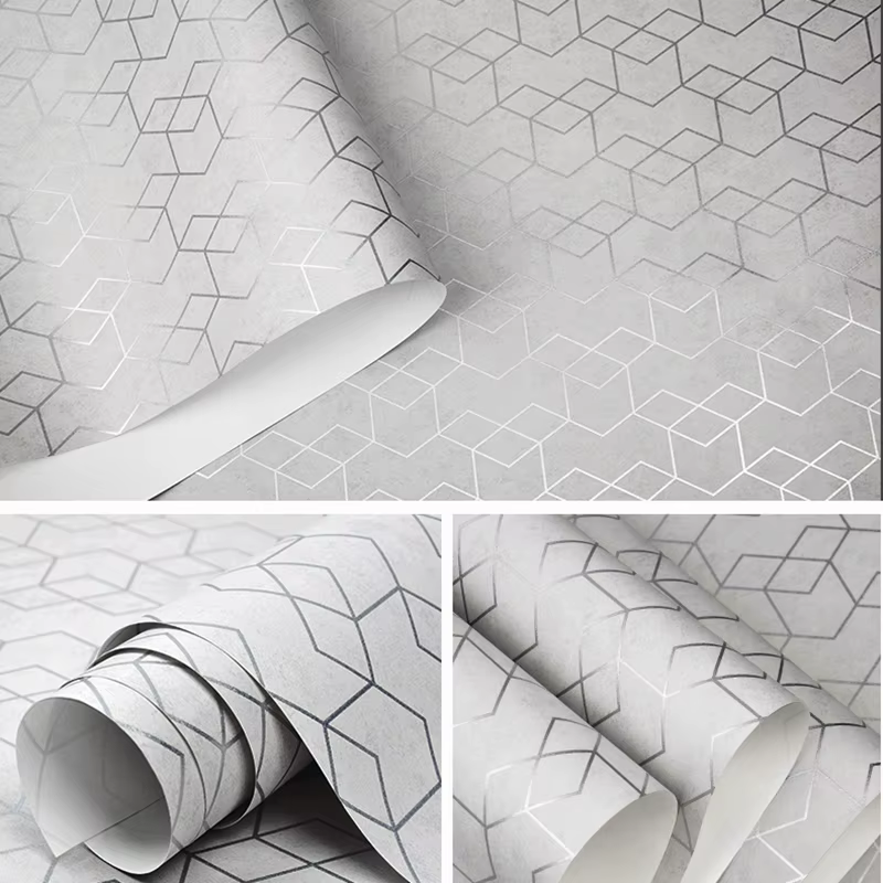 Rouleau de papier peint géométrique de luxe gris foncé