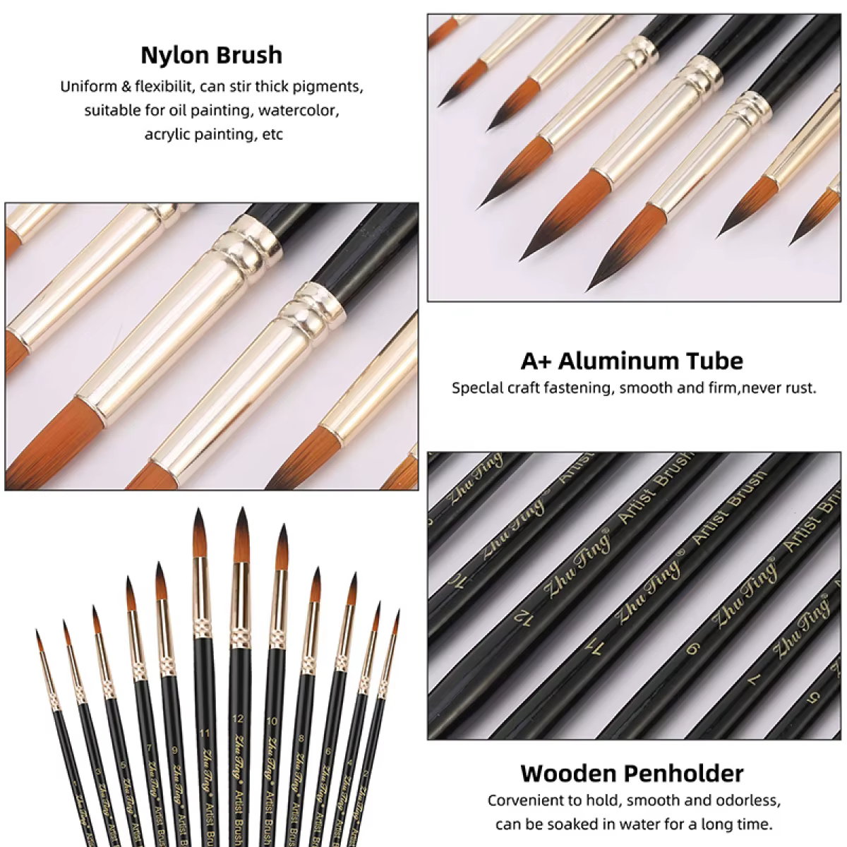 Ensemble de pinceaux professionnels pour peinture à l'huile