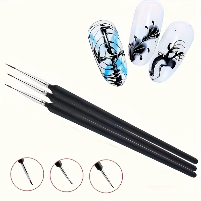 Ensemble de 3 pinceaux de précision pour nail art