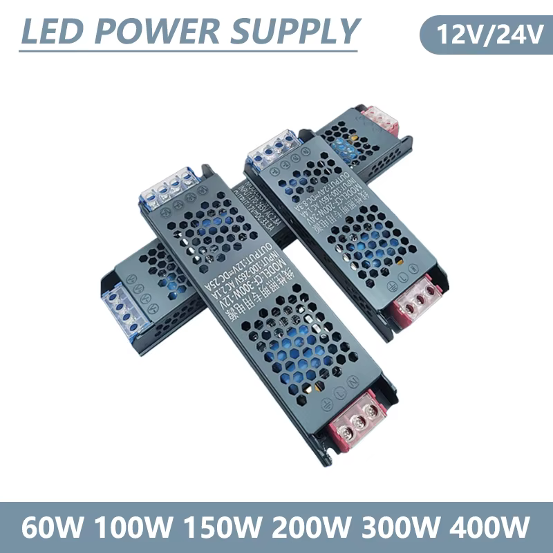 Alimentation LED AC 220V à DC 12V 24V, transformateur d'éclairage pour pilote LED 12V 24V 60W 100W 150W 200W 300W 400W pour bandes lumineuses LED