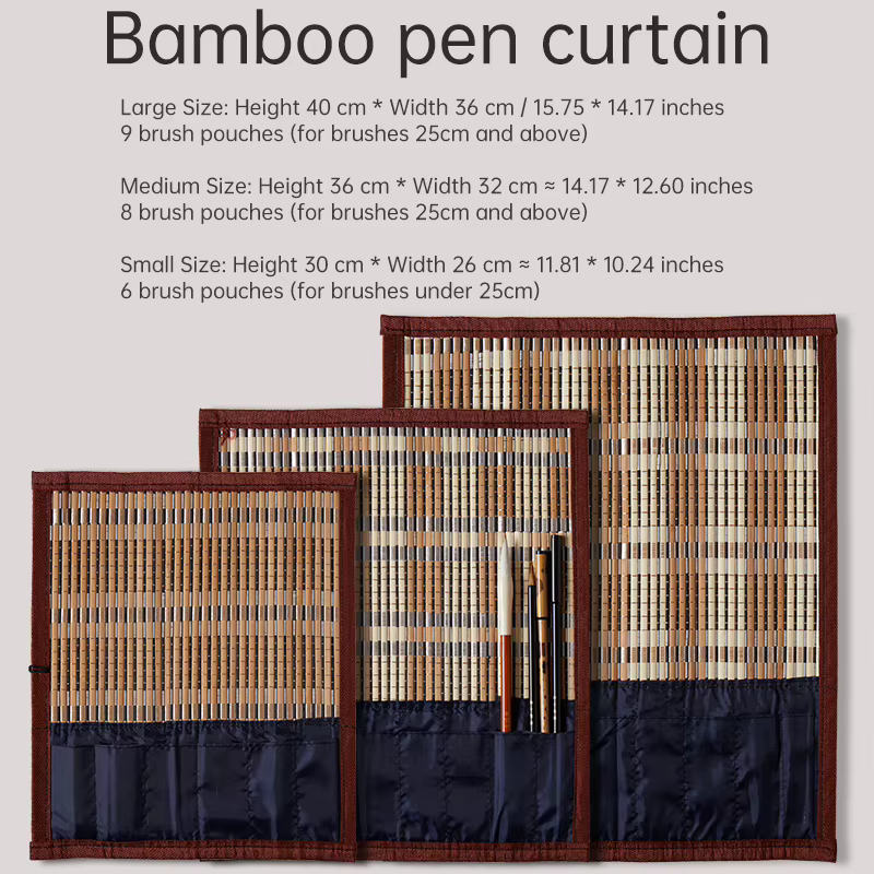 Rouleau de pinceaux de calligraphie en bambou