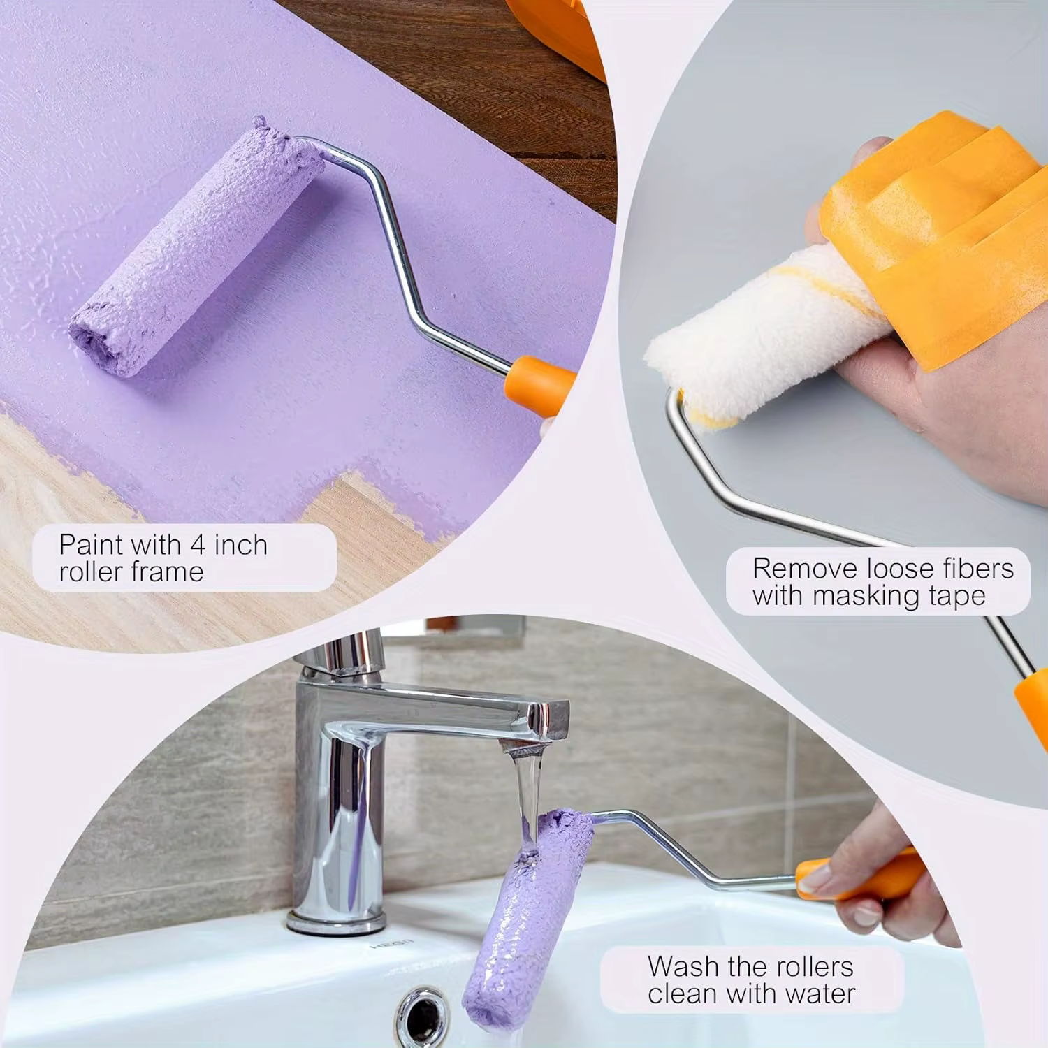 25 pièces nouveau rouleau de peinture brosse poils denses Latex