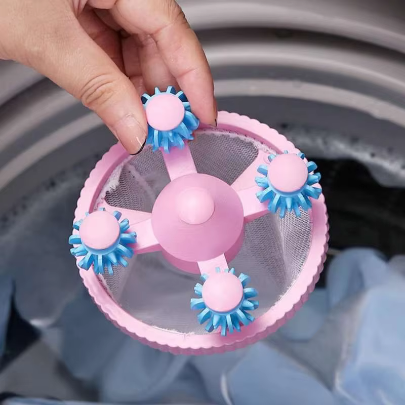 Sac filtrant pour Machine à laver, filet réutilisable, boule à linge flottante, attrape-peluches, poils d'animaux, élimine la collecte de saleté, rouleau dépoussiérage