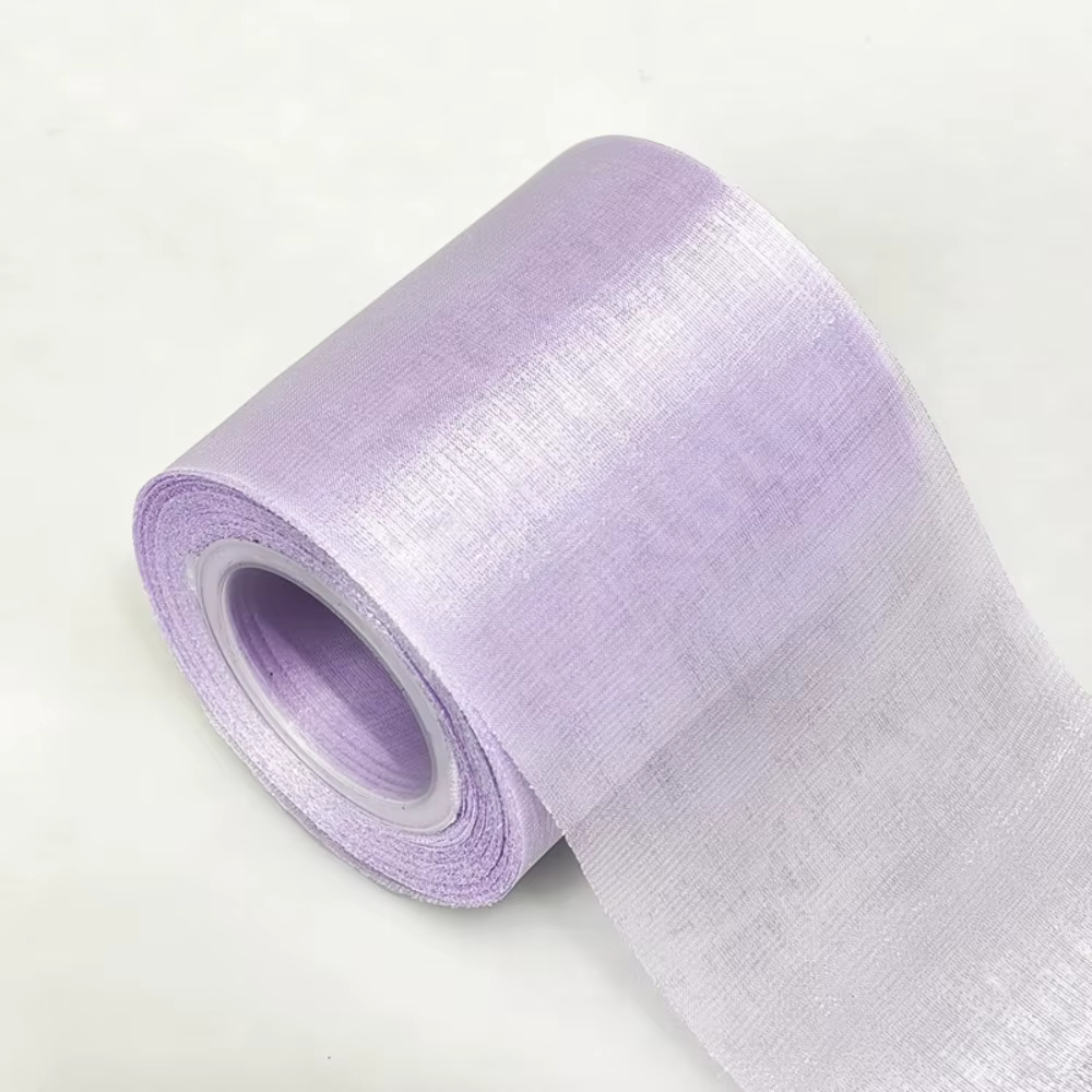 Ruban fluide large de 8 cm en mousseline de soie et organza