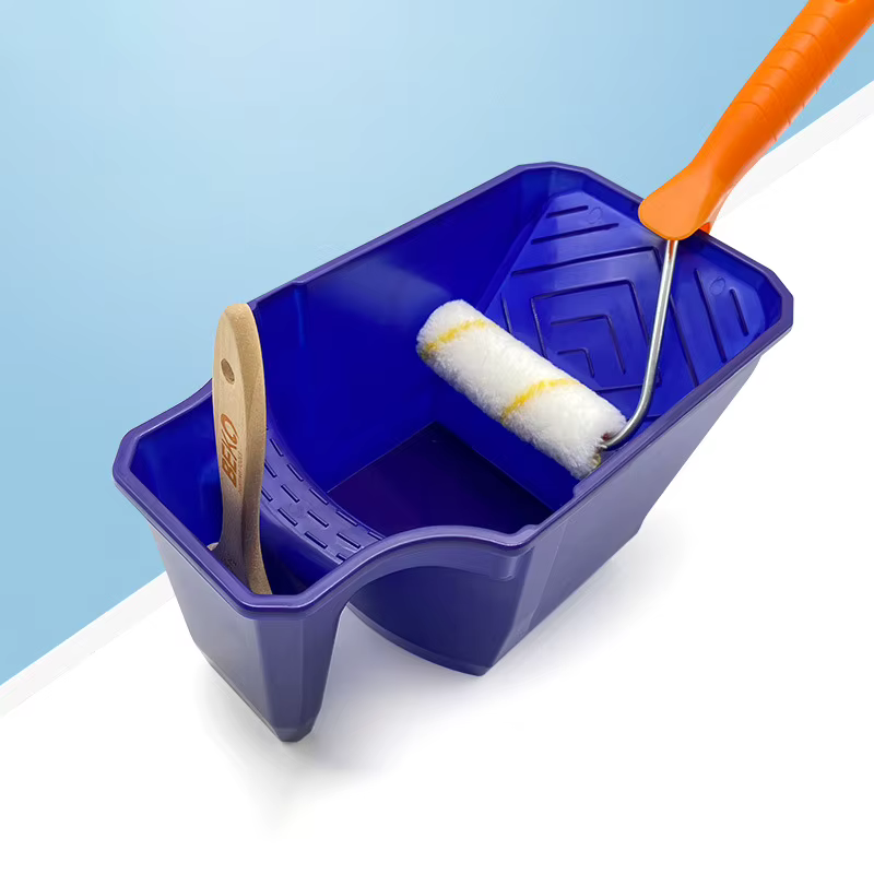 Tasse à peinture portative de 4 pouces avec support de rouleau-matériau PP Durable