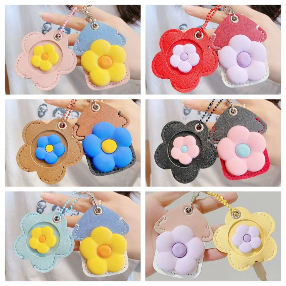 Étui de protection drôle porte-clés fleur mignon doux maison porte-clés carte porte-clés pendentif fleur clé couverture capuchon Couple