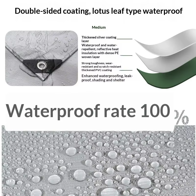 Bâche en toile imperméable double couche épaissie, protection solaire anti-UV pour jardin, abri de jardin, toit de voiture