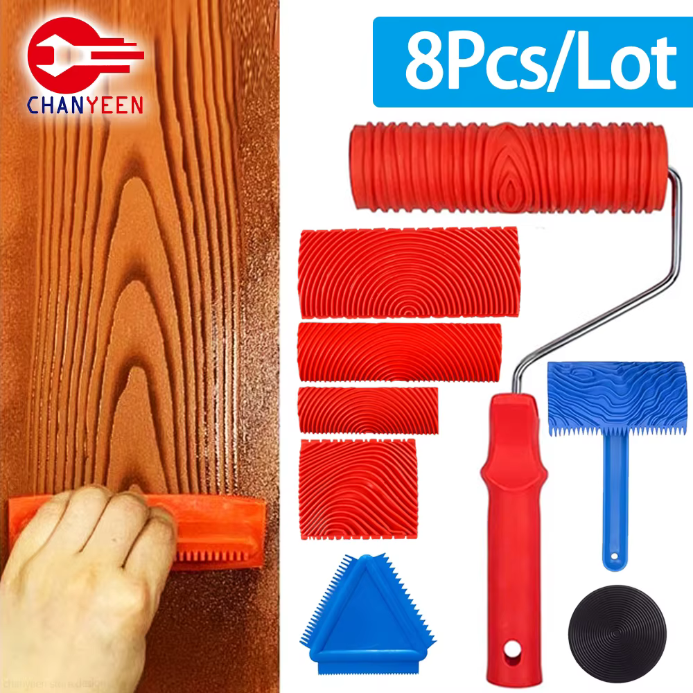 Ensemble d'outils de grain de bois en caoutchouc