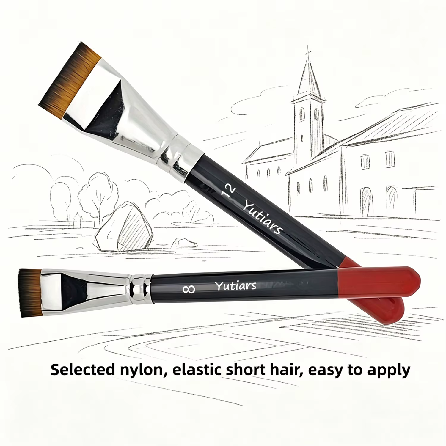 Ensemble de pinceaux plats larges en nylon Yutiars Lacquer Art (4+4 pièces)