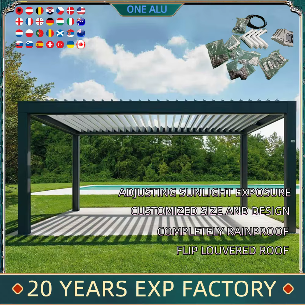 Pergola bioclimatique en aluminium 3x3m/10x10 pieds