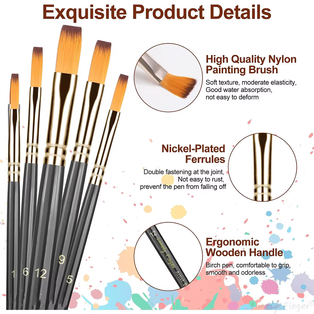 12 pièces pinceaux pour peinture acrylique