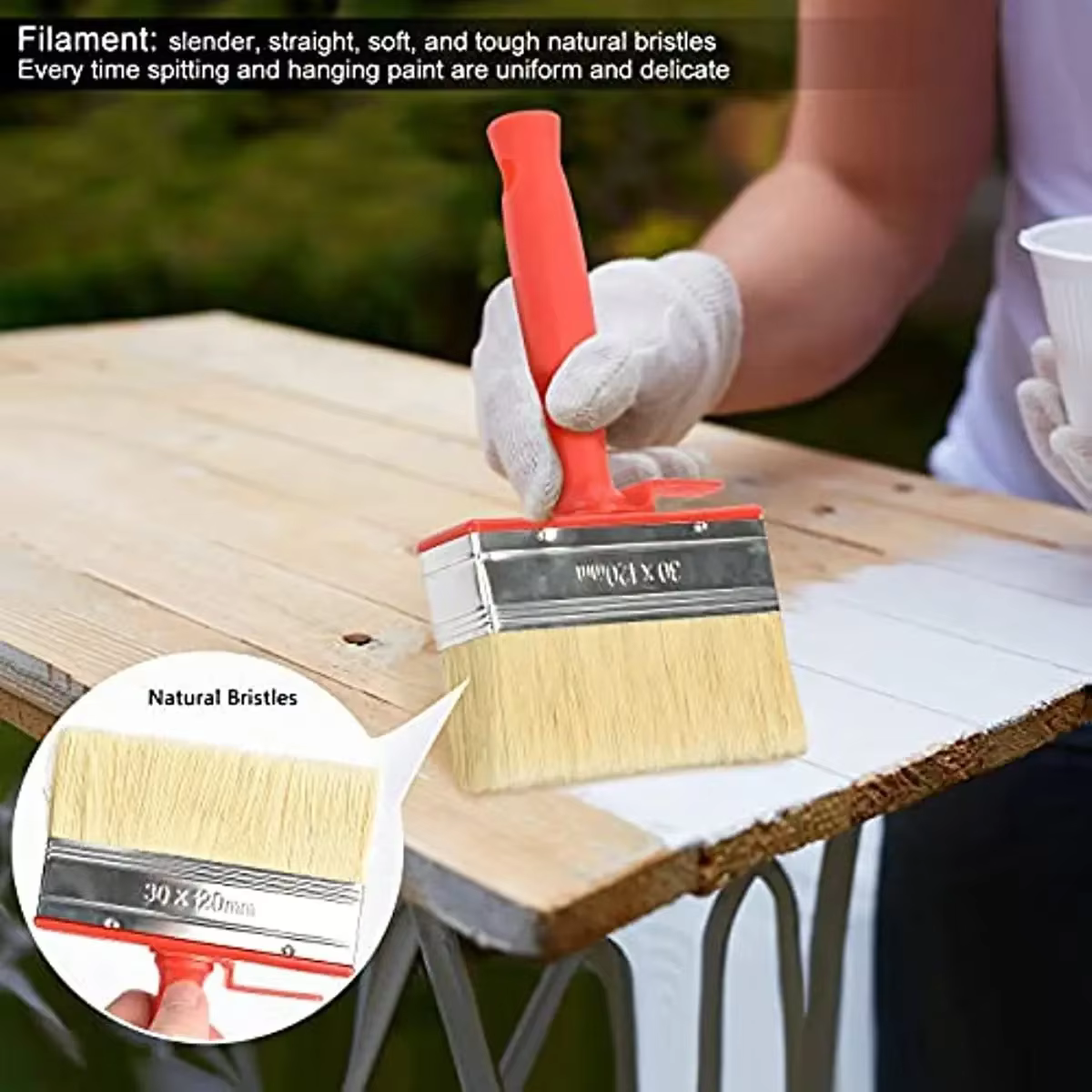1 grand pinceau à peinture, idéal pour une couverture lisse et uniforme sur les murs, les portes, les sols et la décoration en bois !