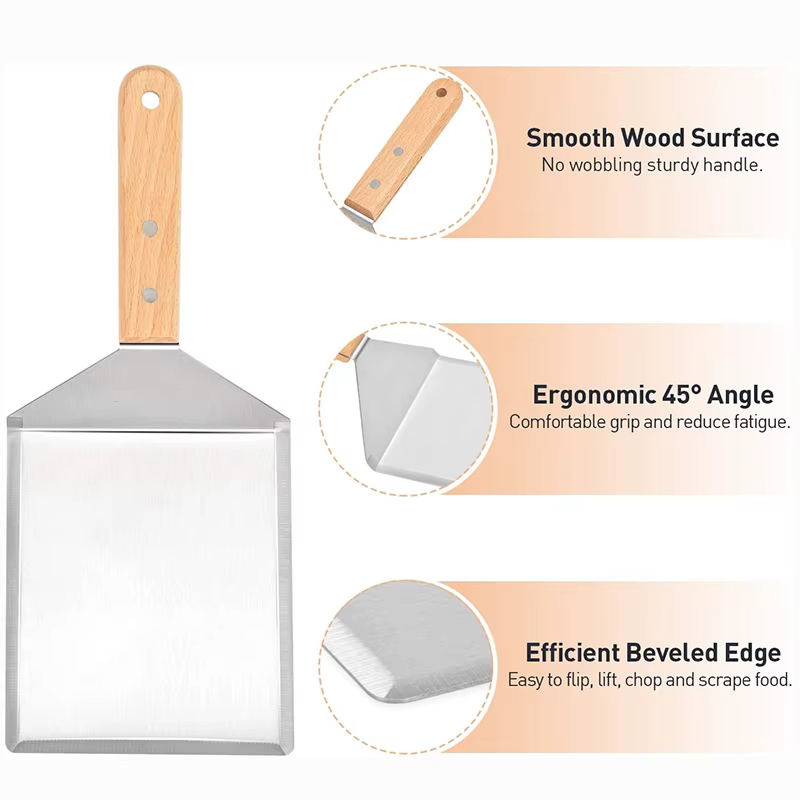 Spatule en acier inoxydable avec manche en bois