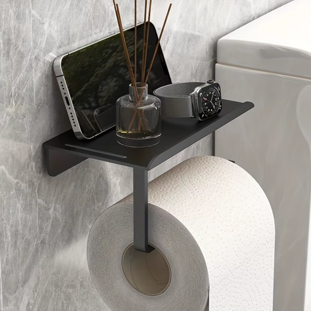 Porte-papier toilette mural sans perçage, support de rouleau de papier toilette auto-adhésif pour salle de bain, rangement de mouchoirs, accessoires de toilette