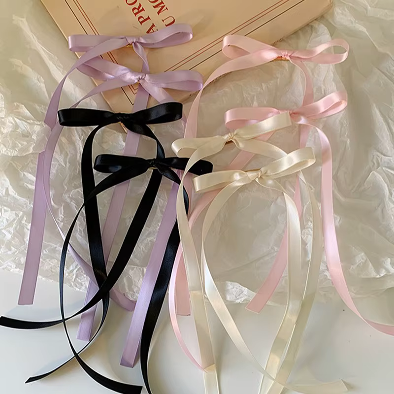Épingle à cheveux à long pompon pour femmes et filles, nœud en ruban de style coréen, vêtements de sauna doux et mignons, accessoires de mode de fête